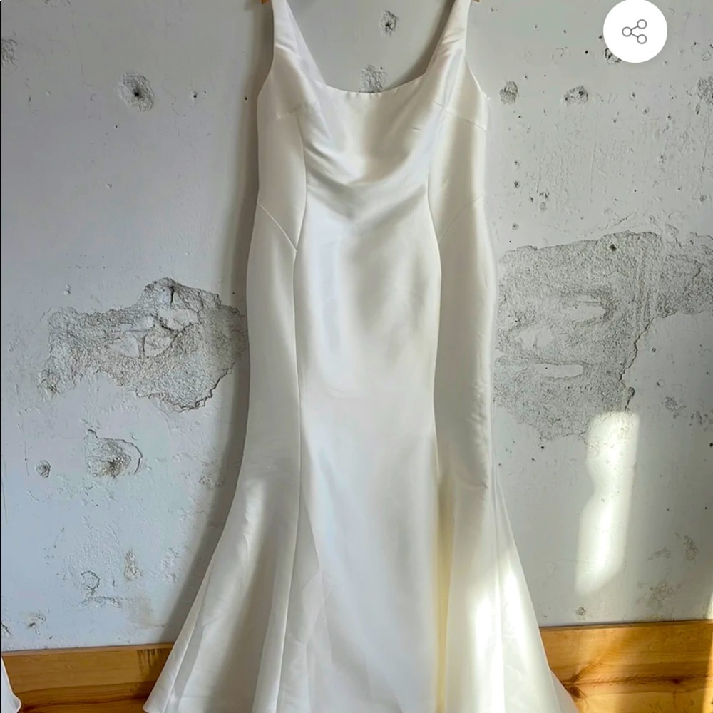 NWT Private Label Satin Wedding Dress with Train and Buttons